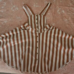 Unique Vintage Orange and White Striped Midi Dress